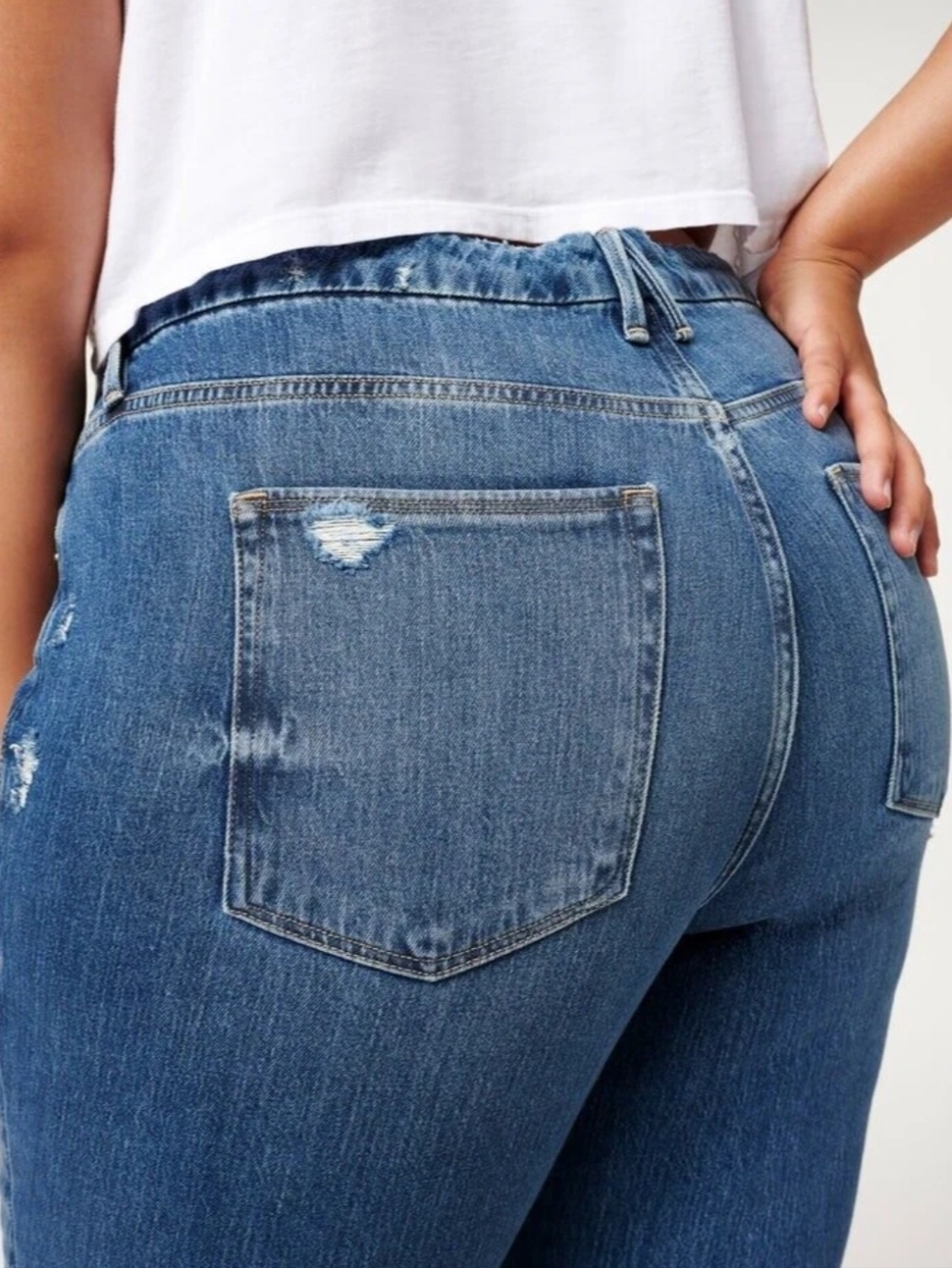 New Good American Good Boy Double Slit Ankle Jeans Size 8 - Picture 4 of 17
